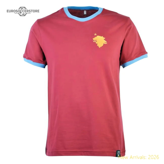 Aston Villa 12th Man T-Shirt - Maroon/Sky Ringer-Football Jersey Hub