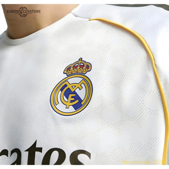 2025-2026 Real Madrid Authentic Long Sleeve Home Shirt-Football Jersey Hub