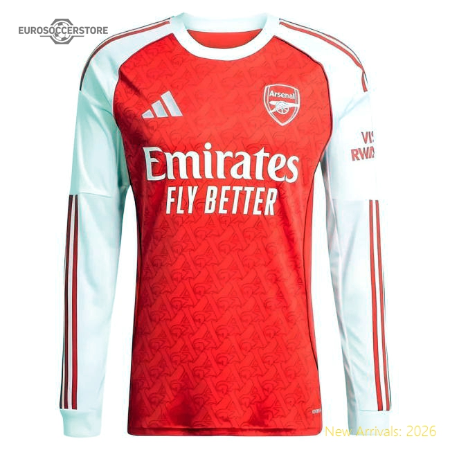 2025-2026 Arsenal Long Sleeve Home Shirt-Football Jersey Hub