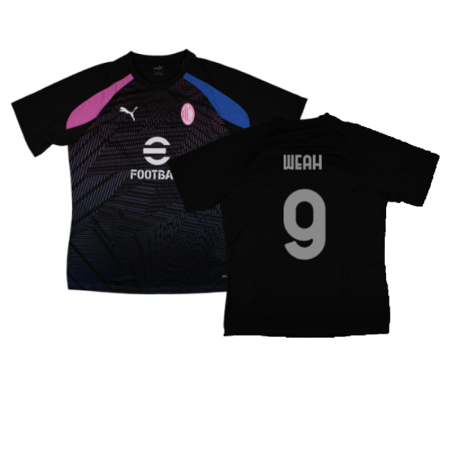 2023-2024 AC Milan Pre-Match Jersey (Black) (Weah 9)-Football Jersey Hub