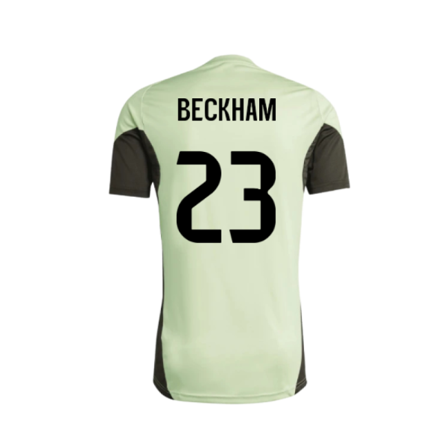 2025-2026 Real Madrid Training Tee (Almost Lime) - Kids (Beckham 23)-Football Jersey Hub