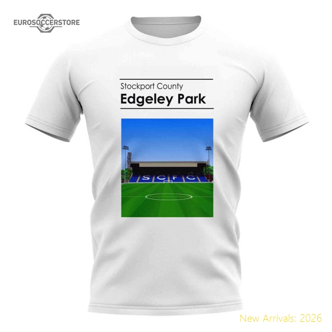Edgeley Park Stockport County Stadium T-Shirt (White)-Football Jersey Hub