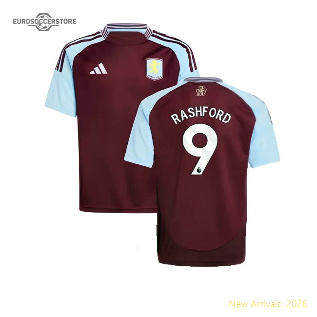 2024-2025 Aston Villa Home Shirt (Kids) (Rashford 9)-Football Jersey Hub
