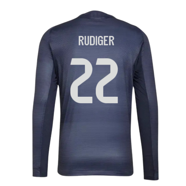 2025-2026 Real Madrid Long Sleeve Away Shirt (Rudiger 22)-Football Jersey Hub