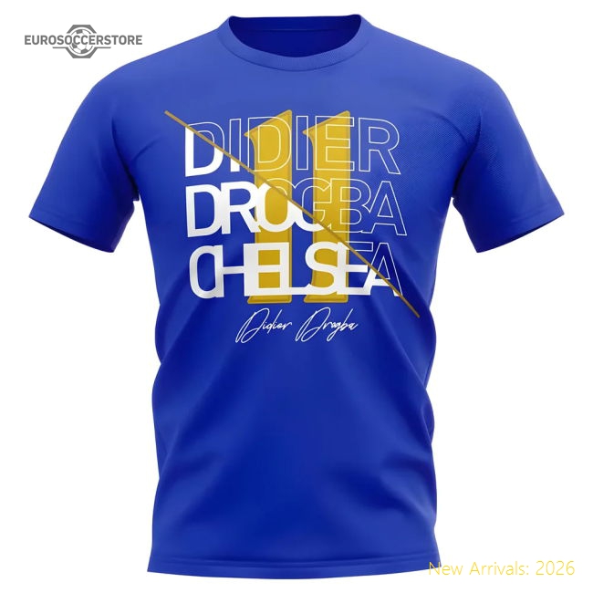 Didier Drogba Chelsea Graphic Signature T-Shirt (Blue)-Football Jersey Hub