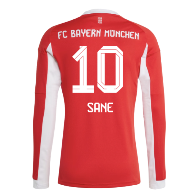 2025-2026 Bayern Munich Long Sleeve Home Shirt (Sane 10)-Football Jersey Hub