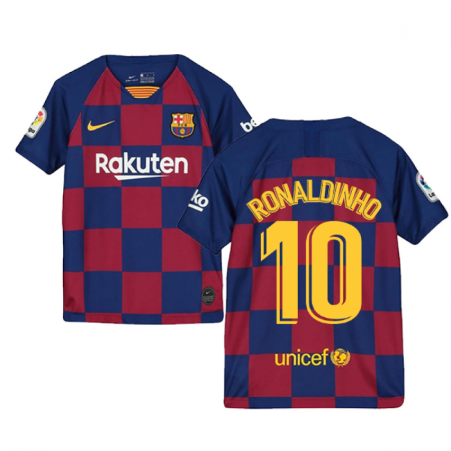 2019-2020 Barcelona Home Nike Shirt (Kids) (RONALDINHO 10)-Football Jersey Hub
