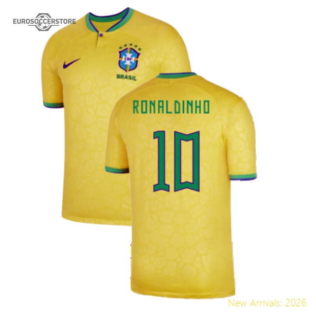 2022-2023 Brazil Home Shirt (RONALDINHO 10)-Football Jersey Hub