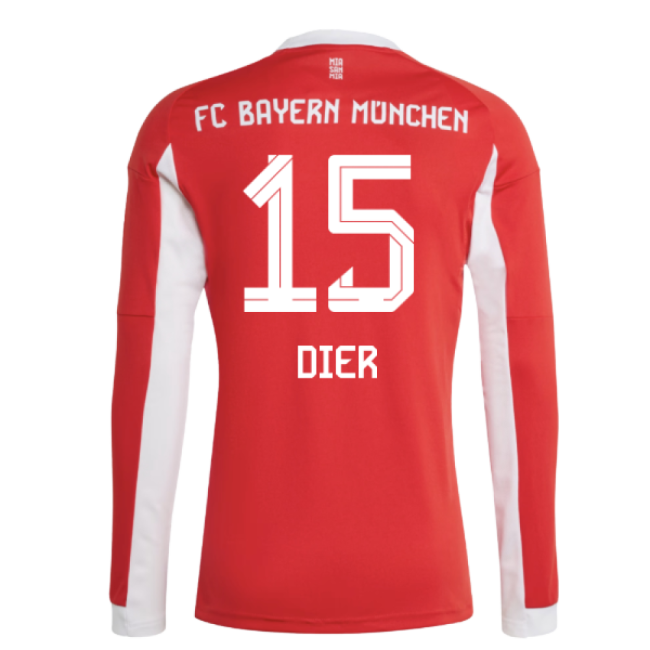 2025-2026 Bayern Munich Long Sleeve Home Shirt (Dier 15)-Football Jersey Hub