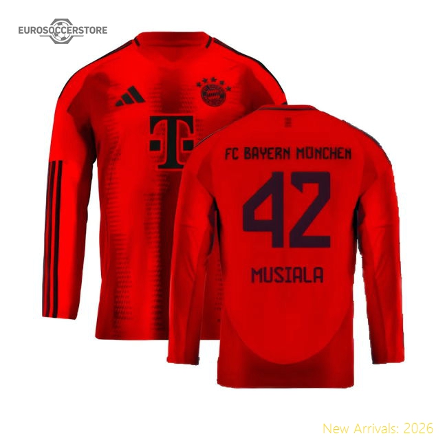 2024-2025 Bayern Munich Long Sleeve Home Shirt (Kids) (Musiala 42)-Football Jersey Hub
