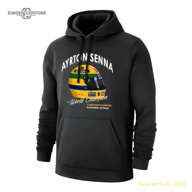 Ayrton Senna Helmet footer with hood, black-Football Jersey Hub