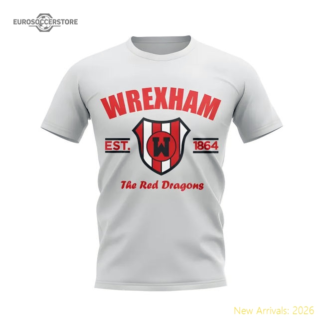 Wrexham Established Football T-Shirt (White)-Football Jersey Hub