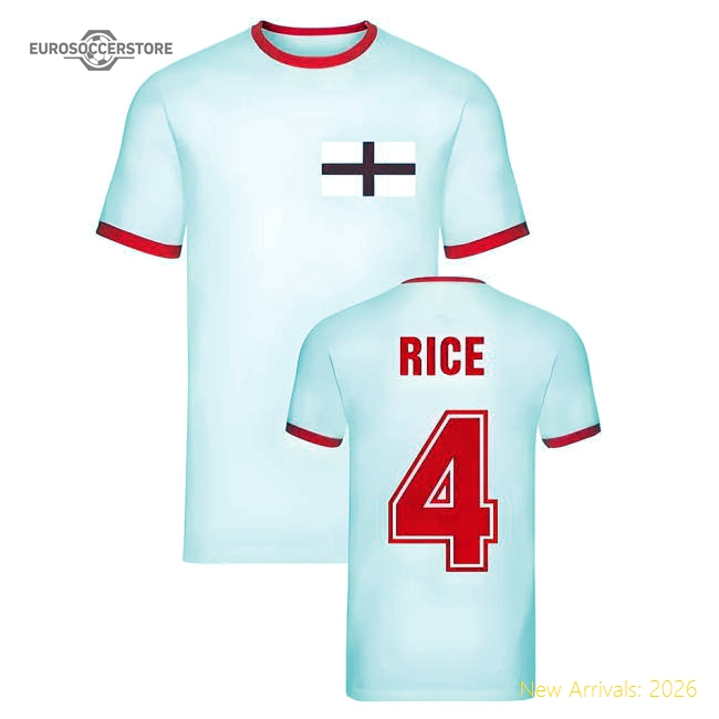 Declan Rice England Ringer Tee (White)-Football Jersey Hub