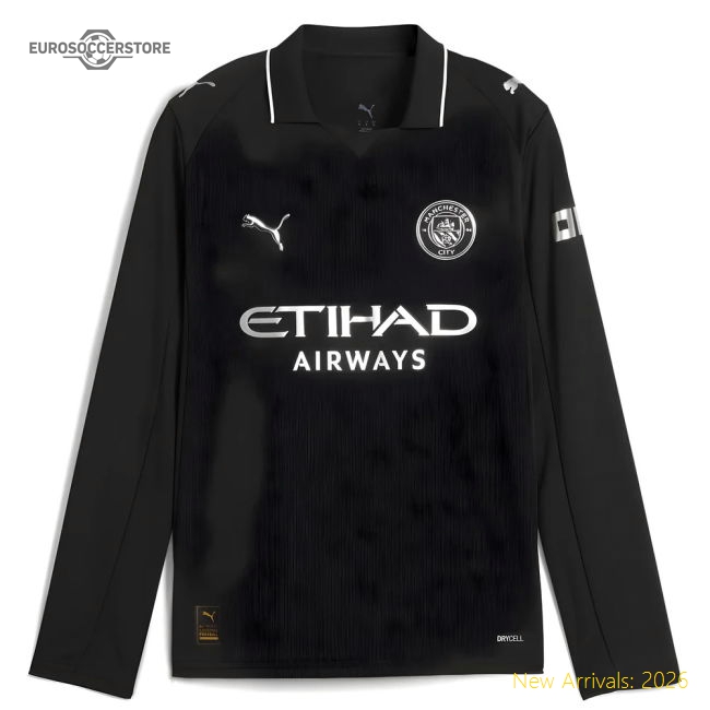 2025-2026 Man City Long Sleeve Away Shirt (Kids)-Football Jersey Hub