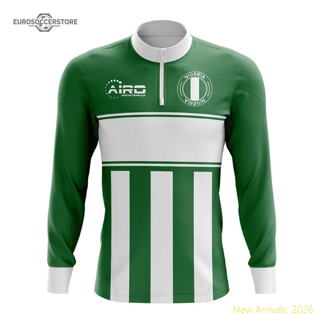 Nigeria Concept Football Half Zip Midlayer Top (Green-White)-Football Jersey Hub