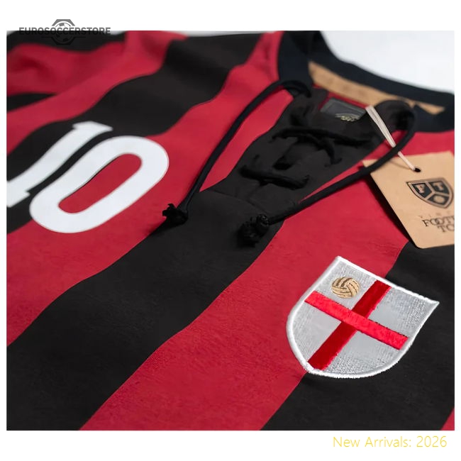 Milan Home Retro Shirt with Laces La Croce-Football Jersey Hub