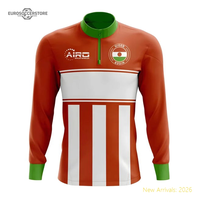Niger Concept Football Half Zip Midlayer Top (Orange-White)-Football Jersey Hub