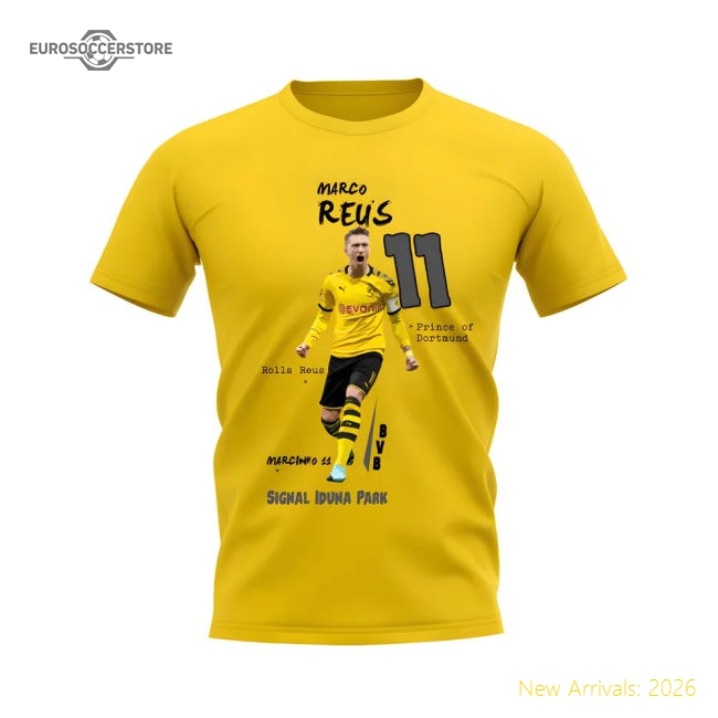 Marco Reus Borussia Dortmund Graphic T-Shirt (Yellow)-Football Jersey Hub