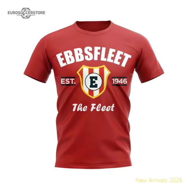 Ebbsfleet Established Football T-Shirt (Red)-Football Jersey Hub