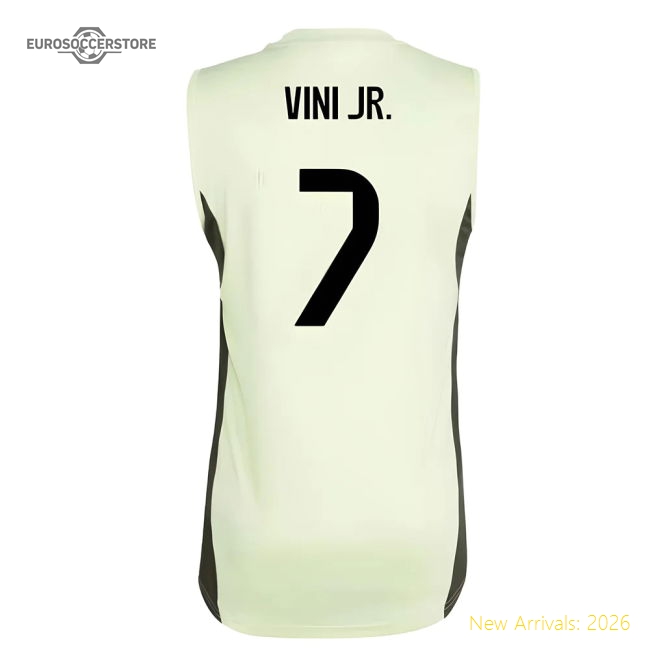 2025-2026 Real Madrid Sleeveless Training Jersey (Almost Lime) (Vini Jr. 7)-Football Jersey Hub