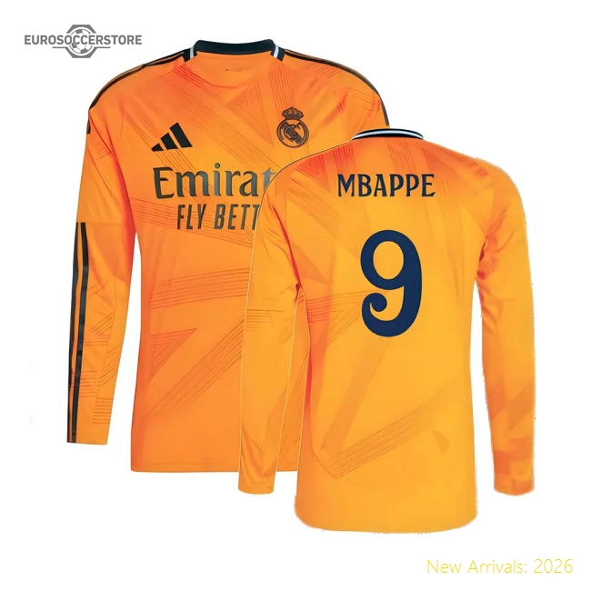 2024-2025 Real Madrid Long Sleeve Away Shirt (Mbappe 9)-Football Jersey Hub