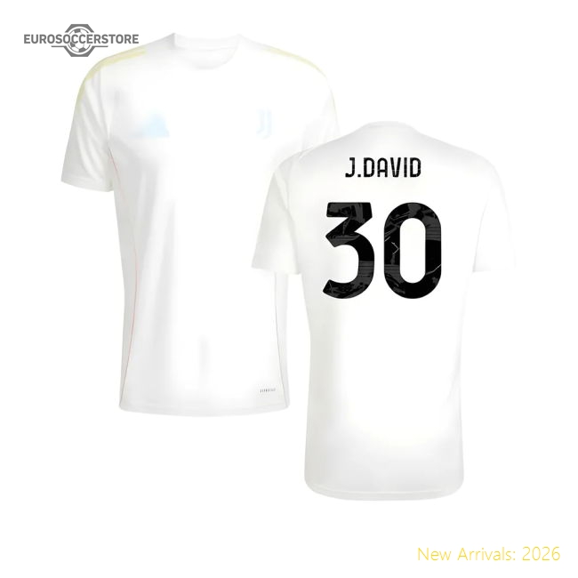 2025-2026 Juventus Training Shirt (White) (J.David 30)-Football Jersey Hub