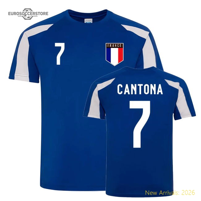 Eric Cantona France Sports Training Jersey (Blue-White)-Football Jersey Hub