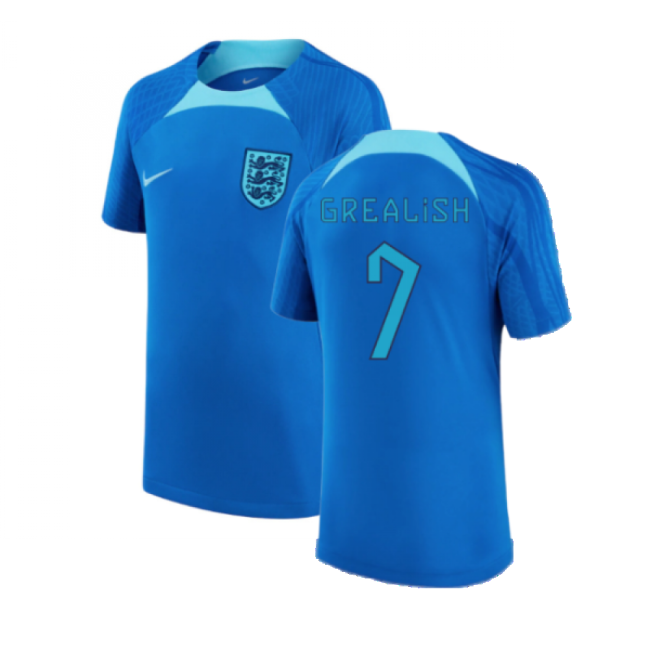 2022-2023 England Strike Dri-FIT Training Shirt (Blue) (Grealish 7)-Football Jersey Hub