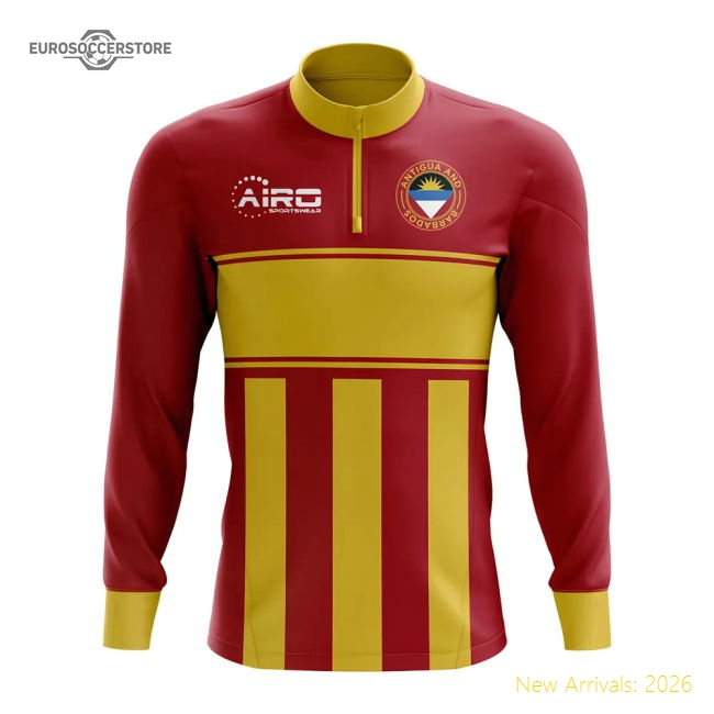 Antigua Concept Football Half Zip Midlayer Top (Red-Yellow)-Football Jersey Hub