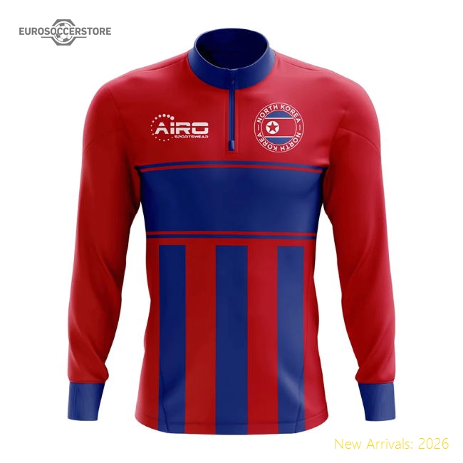 North Korea Concept Football Half Zip Midlayer Top (Red-Blue)-Football Jersey Hub