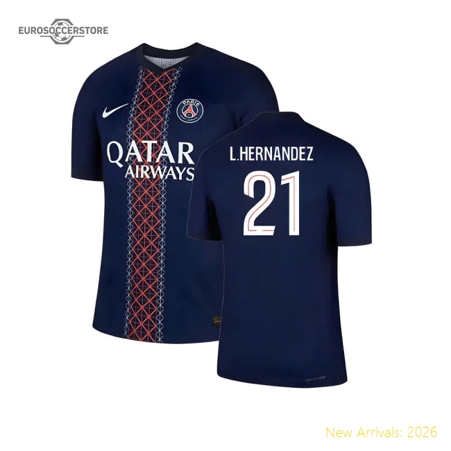 2025-2026 PSG Home Dri-Fit ADV Authentic Shirt (L.Hernandez 21)-Football Jersey Hub