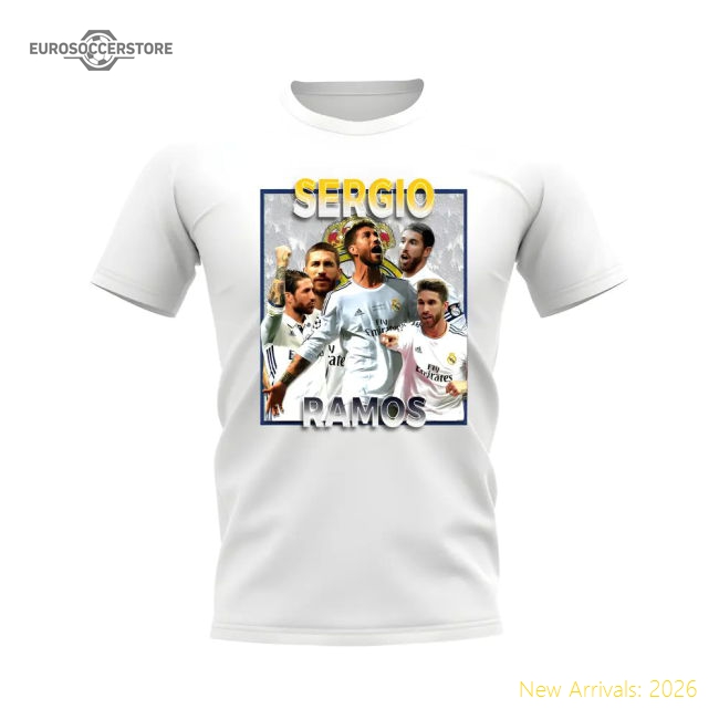 Sergio Ramos Real Madrid Bootleg T-Shirt (White)-Football Jersey Hub
