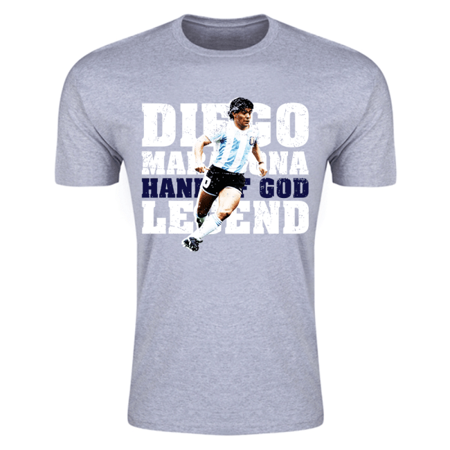 Diego Maradona Hand of God Legend T-Shirt (Grey) - Kids-Football Jersey Hub