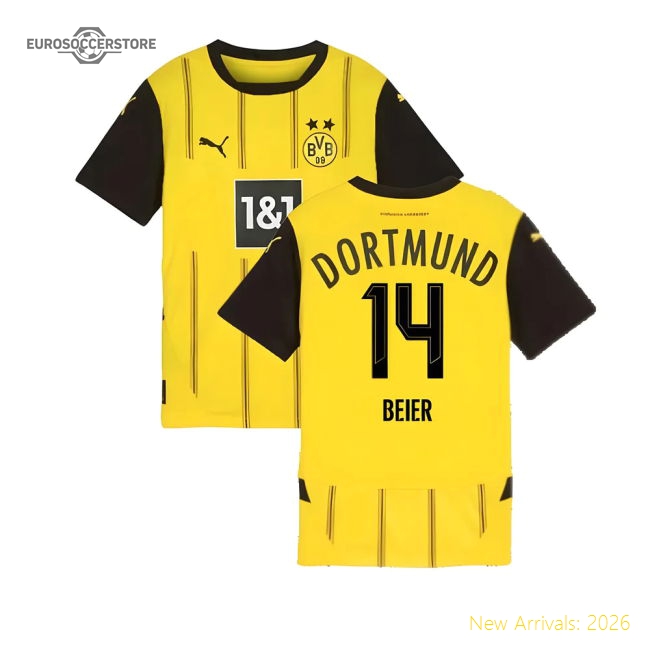 2024-2025 Borussia Dortmund Home Shirt (Kids) (Beier 14)-Football Jersey Hub