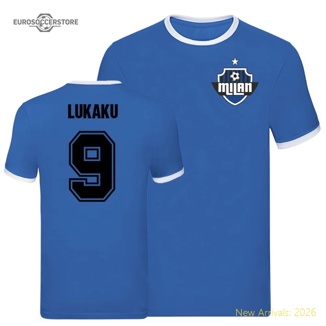 Romelu Lukaku Inter Milan Ringer Tee (Blue)-Football Jersey Hub