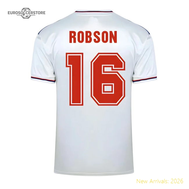 Score Draw England World Cup 1982 Home Shirt (Robson 16)-Football Jersey Hub