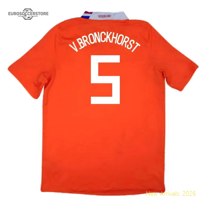 Holland 2008-10 Home Shirt ((Excellent) M) (V.Bronckhorst 5)-Football Jersey Hub