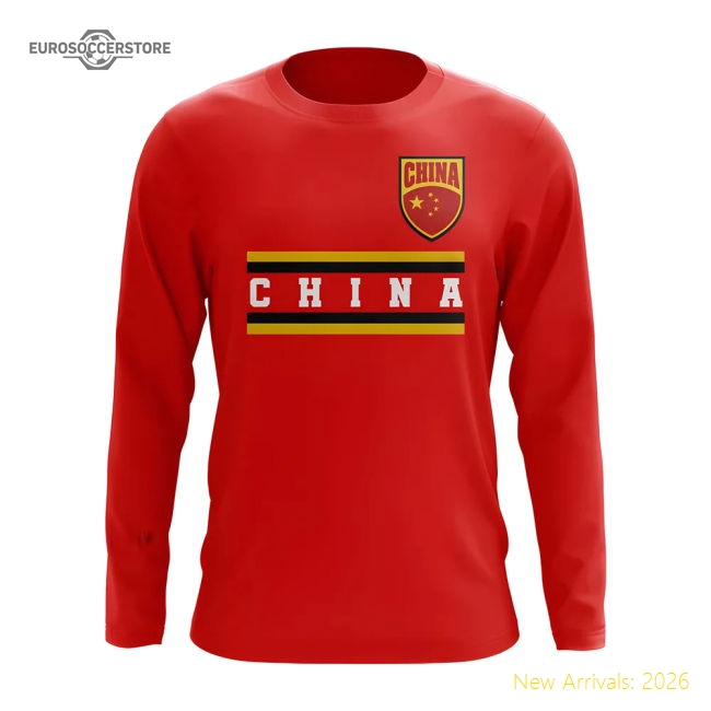China Core Football Country Long Sleeve T-Shirt (Red)-Football Jersey Hub