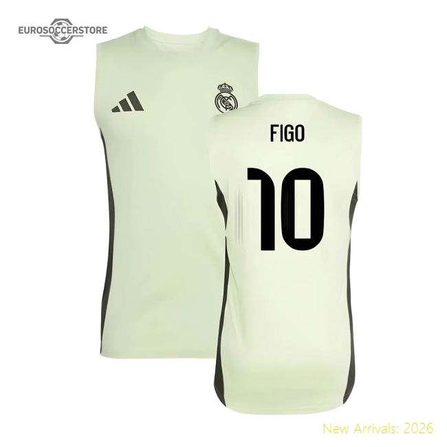 2025-2026 Real Madrid Sleeveless Training Jersey (Almost Lime) (Figo 10)-Football Jersey Hub