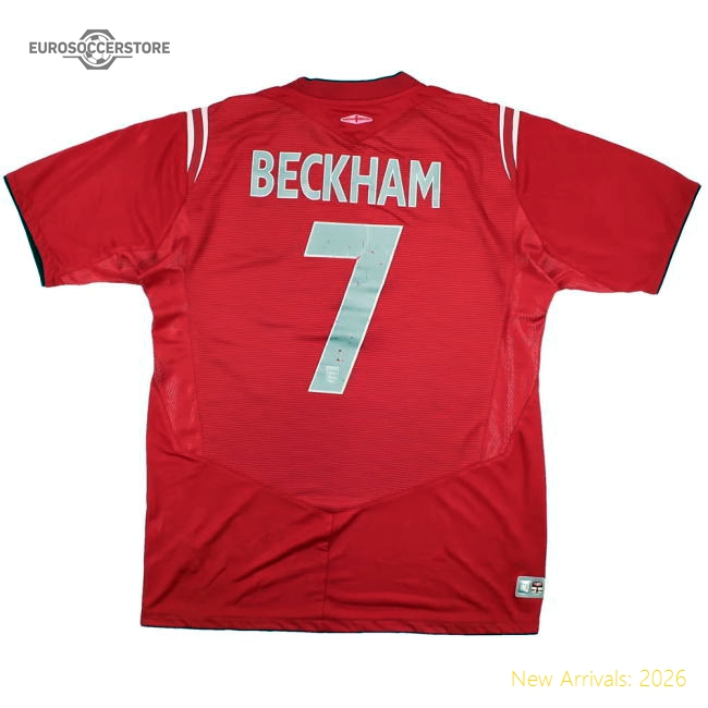 England 2004-06 Away Shirt (M) Beckham #7 (Very Good)-Football Jersey Hub