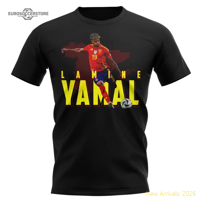 Lamine Yamal Spain 19 T-Shirt (Black)-Football Jersey Hub