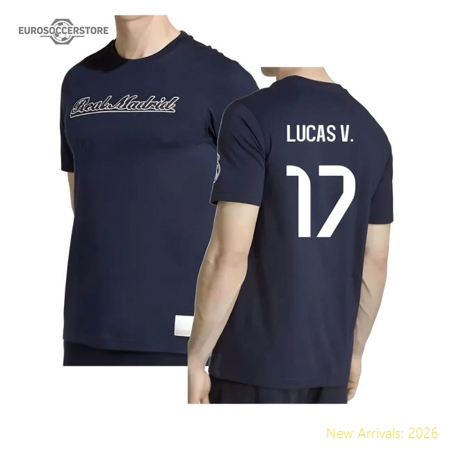 2025-2026 Real Madrid US Tee (Navy) (Lucas V. 17)-Football Jersey Hub