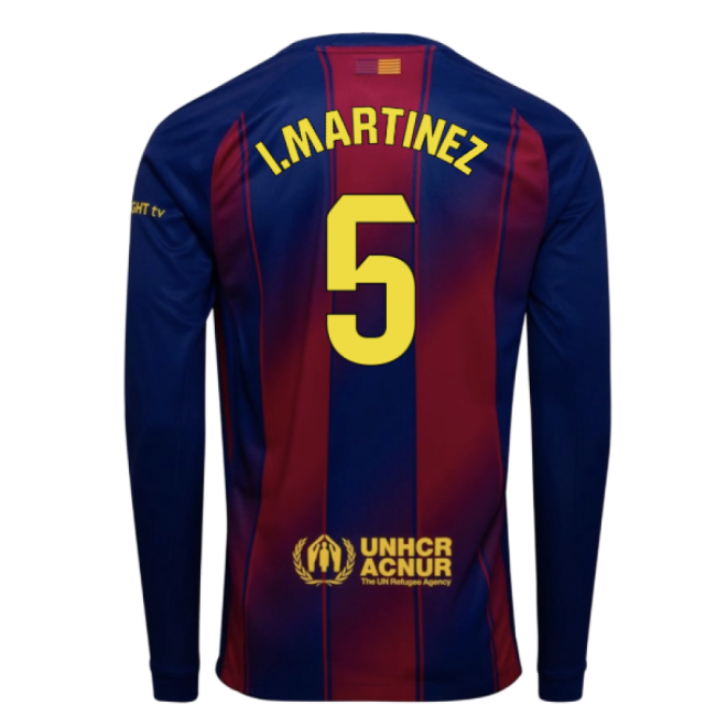 2025-2026 Barcelona Home Long Sleeve Shirt (I.Martinez 5)-Football Jersey Hub