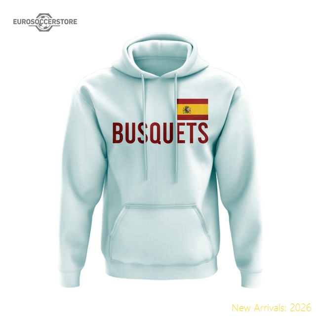 Sergio Busquets Spain Name Hoody (White)-Football Jersey Hub