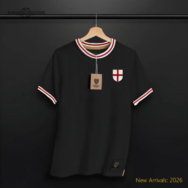 Vintage England The Lions Black Soccer Jersey-Football Jersey Hub