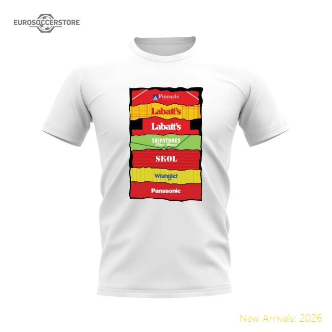 Nottingham Forest Shirt Sponsor History T-shirt (White)-Football Jersey Hub