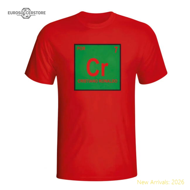 Cristiano Ronaldo Portugal Periodic Table T-shirt (red)-Football Jersey Hub