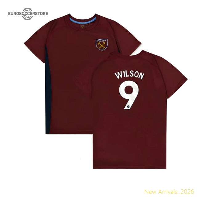 West Ham United Poly T-Shirt (Claret/Blue) - Kids (Wilson 9)-Football Jersey Hub