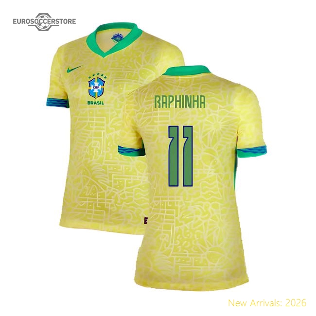 2024-2025 Brazil Home Shirt (Womens) (Raphinha 11)-Football Jersey Hub