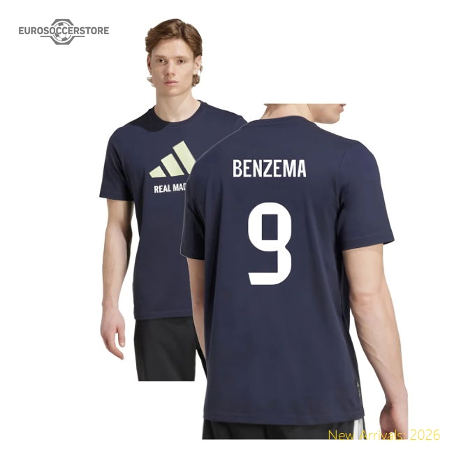 2025-2026 Real Madrid Seasonal Graphic Tee (Legend Ink) (Benzema 9)-Football Jersey Hub